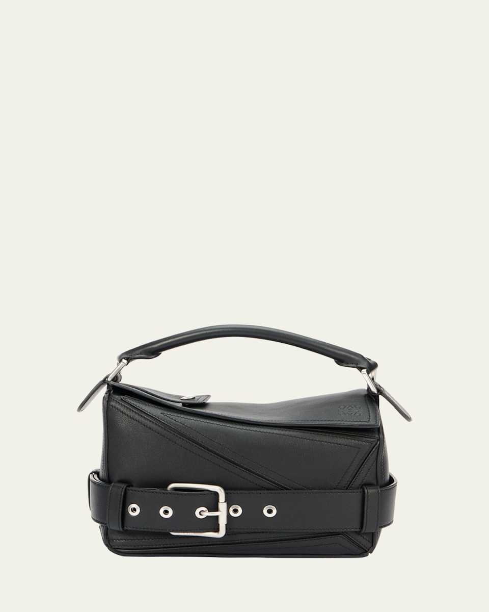 Puzzle Biker Top-Handle Bag in Shiny Leather